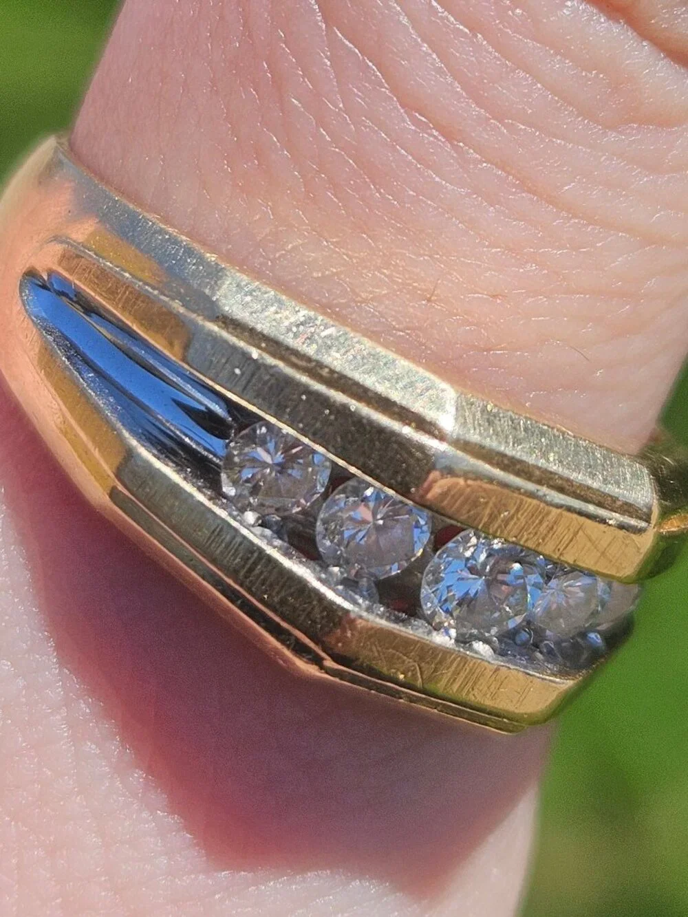 14K Yellow Gold Channel Set Diamond Men's Wide Band Ring 10mm 1.00TCW Size 11